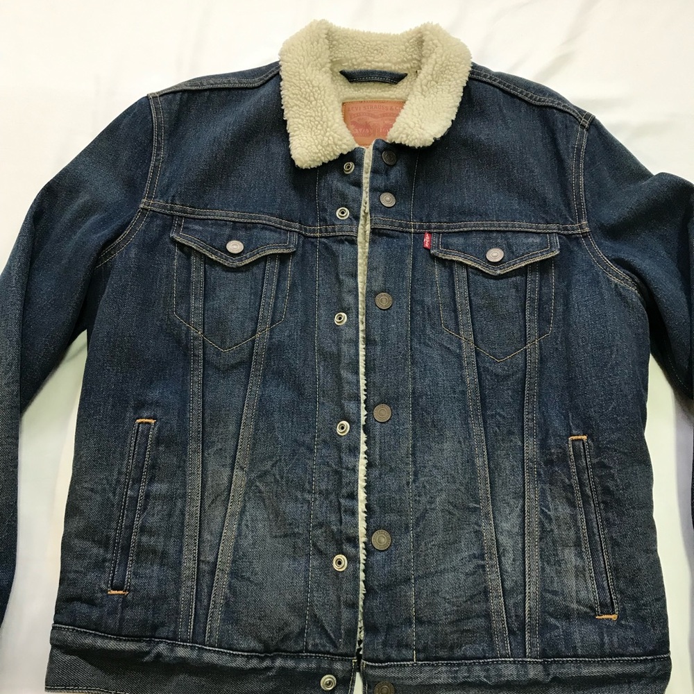 Mens Levis’s Sherpa Jacket Sz M Blue